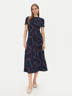 Tommy Hilfiger Sukienka codzienna Modern F&F Midi Dress WW0WW44547 Granatowy Regular Fit - Sukienki - miniaturka - grafika 1