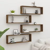 Półki do salonu - vidaXL Półki ścienne, 4 szt., przydymiony dąb, 100x15x30 cm - miniaturka - grafika 1