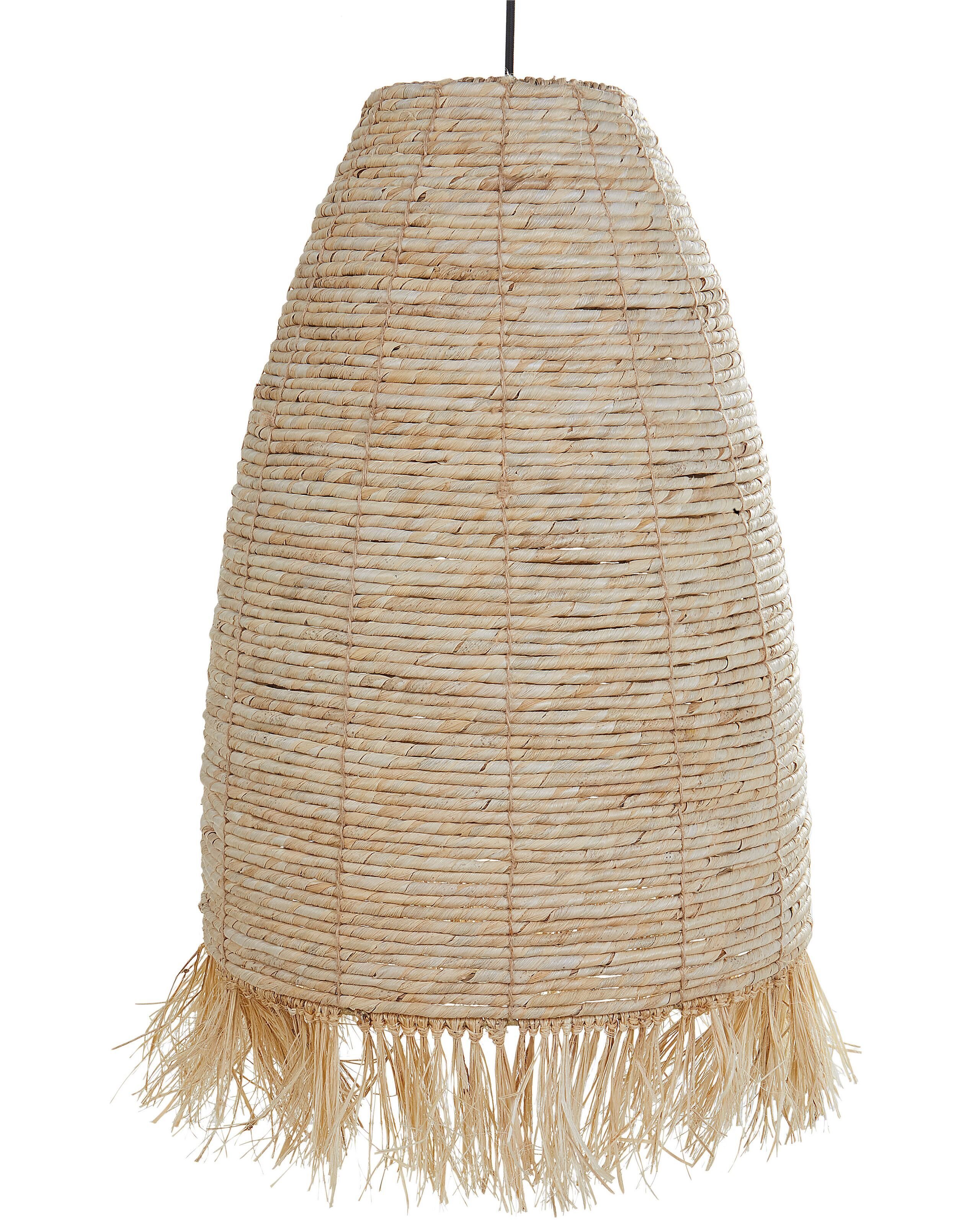 BELIANI Lampa wisząca naturalna klosz z liści kukurydzy czarna podstawa żelazna lampa sufitowa boho oświetlenie do salonu jadalni