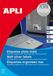 APLI 12973 metalowe etykiety, 45,7 x 21,2 mm, 100 arkuszy - Etykiety do drukarek - miniaturka - grafika 1