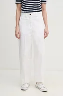 Spodnie sportowe damskie - Tommy Hilfiger spodnie bawełniane kolor biały proste high waist WW0WW45487 - miniaturka - grafika 1