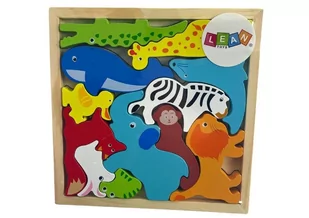 Drewniane puzzle Zwierzęta do dopasowania Leantoys - Układanki dla dzieci - miniaturka - grafika 1