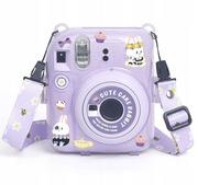 Paski, szelki, uprzęże foto - Futerał Etui Pokrowiec Case Do Fujifilm Fuji Instax Mini 12 + Naklejki I Kieszeń Na Zdjęcia / Słodki Królik / Fioletowy Brokat - miniaturka - grafika 1