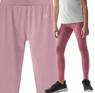 Legginsy - Legginsy bawełniane elastyczne dziewczęce 4F Junior - miniaturka - grafika 1