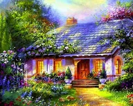 Dekoratorstwo - Haft Diamentowy Baśniowy Domek 45x55 cm - miniaturka - grafika 1