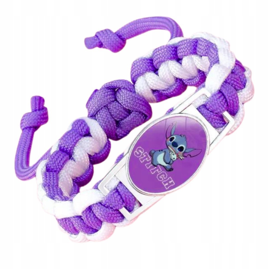 Bransoletka Regulowana Pleciona Fioletowo Biała Stworek Przytulanka