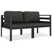 Sofy ogrodowe - vidaXL 2-częściowa sofa z poduszkami, aluminium, antracytowa - miniaturka - grafika 1