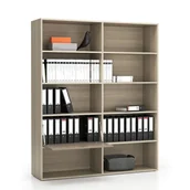 Regały biurowe - B2B Partner Regał biurowy szeroki LAYERS, 1 schowek, 1582 x 400 x 1905, dąb naturalny / dąb bejcowany 611492 - miniaturka - grafika 1