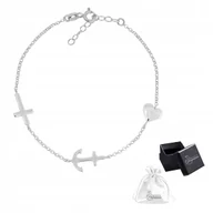 Bransoletki - Bransoletka srebrna pr. 925 Rodowana Celebrytka WIARA NADZIEJA MIŁOŚĆ - miniaturka - grafika 1