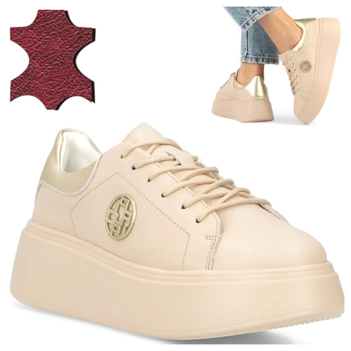 Półbuty Damskie Skórzane BEŻOWE FILIPPO Sneakersy Sportowe Półbuty Damskie Skórzane BEŻOWE FILIPPO Sneakersy Sportowe 40