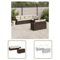 Sofy ogrodowe - The Living Store 7-cz. zestaw wypoczynkowy do ogrodu - z poduszkami - brązowy - Sofa Ogrodowa - miniaturka - grafika 1