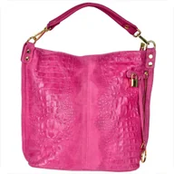 Torebki damskie - Torebka skórzana na ramię rózowa fuksja XL - miniaturka - grafika 1