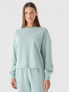 Damska bluza dresowa nierozpinana bez kaptura 4F 4FWAW24TSWSF1305 - turkusowa - Bluzy sportowe damskie - miniaturka - grafika 1