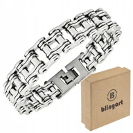 Bransolety męskie - Bransoletka męska łańcuch motocyklowy srebrna MOTO CHAIN stal 316L BLINGART - miniaturka - grafika 1