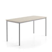 Meble do szkół i przedszkoli - Stół SONITUS PLUS, 1800x800x900 mm, laminat HPL jesion, redukcja hałasu, szary aluminium - miniaturka - grafika 1