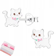 Biżuteria dla dzieci - Kolczyki kotki srebrne dla dzieci wkrętki sztyfty srebro próba 925 - miniaturka - grafika 1