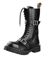 Botki męskie - glany STEEL - BLACK (15-dziurkowe) 2 klamry + suwak-36 - miniaturka - grafika 1