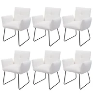 Krzesła - Zestaw 6 krzeseł do jadalni HWC-K34, krzesło kuchenne tapicerowane podłokietnik krzesła, tkanina Oeko-Tex bouclé/tkanina metal MVG ~ biały - miniaturka - grafika 1