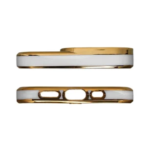 Fashion Case etui do iPhone 12 Pro żelowy pokrowiec ze złotą ramką biały - Etui i futerały do telefonów - miniaturka - grafika 2