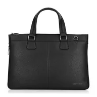 Torebki damskie - Torba na laptopa 14,5” z imitacji skóry czarna - miniaturka - grafika 1