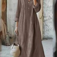 Sukienki - TEMU TRANLEGE Sukienka damska A-Line - Jednokolorowa, krótki rękaw, casual do półformalna, pranie w pralce, elegancka sukienka na przyjęcia, wesela i - miniaturka - grafika 1