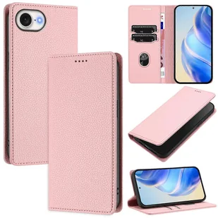 Do iPhone 16e Portfel Etui RFID Blokujące Litchi Tekstura Skórzany pokrowiec na telefon komórkowy - różowy Wielobarwny Pink - Portfele - miniaturka - grafika 1