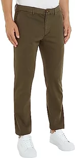 Tommy Hilfiger Męskie spodnie Denton Chino Structure GMD tkane spodnie, Zielony wojskowy, 29W / 30L - Spodenki męskie - miniaturka - grafika 1