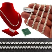 Naszyjniki męskie - PIĘKNY SREBRNY ŁAŃCUSZEK NASZYJNIK DAMSKI BISMARK 60cm/4mm GRUBY / SOLIDNY - Golden Celebrity - miniaturka - grafika 1