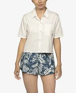 Koszulki i topy damskie - Hurley Damska koszulka z guzikami z przodu Chambray Tofu. XS - miniaturka - grafika 1