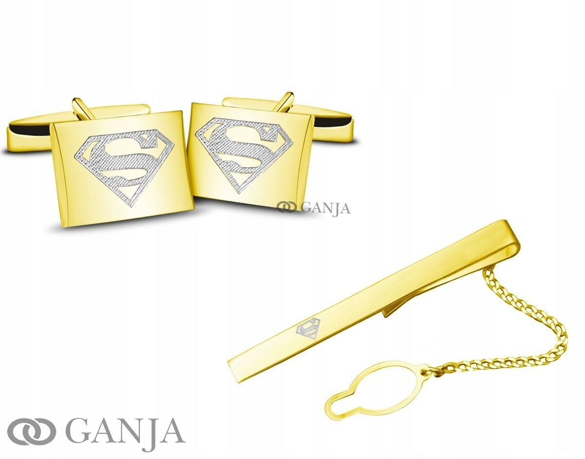 Komplet pozłacanych spinek srebrnych 925 SP38 ŚLUB