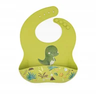 Śliniaki i fartuszki - SASSI Śliniak silikonowy z kieszonką dinozaur SASSI - miniaturka - grafika 1