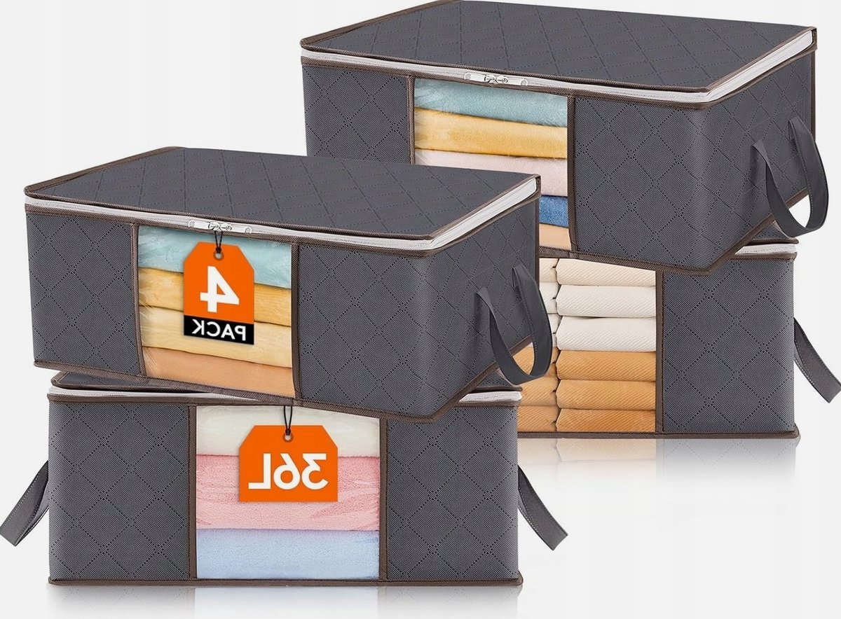 Organizer 48x36x21cm 36l 4 sztuki na ubrania koce tekstylny składany