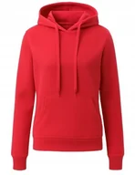 Bluzy damskie - Damska bluza dresowa ocieplana kangurka z kapturem M czerwona 18 - miniaturka - grafika 1