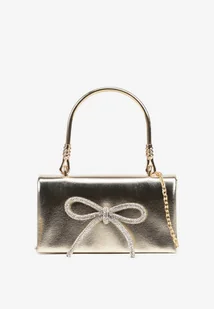 Złota Wizytowa Torebka Vices ze Sztywną Rączką i Łańcuszkiem na Ramię Jalinne - Torebki damskie - miniaturka - grafika 1