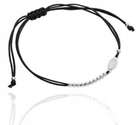 Bransoletki - Srebrny różaniec bransoletka sznurkowa różaniec z różańcem srebro 925 - miniaturka - grafika 1