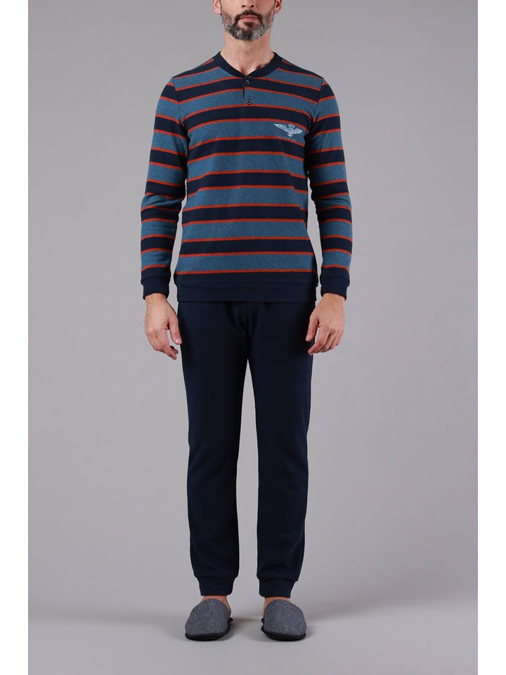 maryplaid Piżama w kolorze granatowo-niebieskim