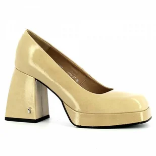 Czółenka beżowe na słupku CARINII - Carinii - Półbuty damskie - miniaturka - grafika 1