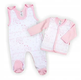 KOMPLET ŚPIOCHY Śpioszki + KAFTANIK Misie RÓŻ 56 KLEKLE - Moda i Uroda OUTLET - miniaturka - grafika 1