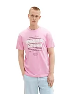 Koszulki męskie - TOM TAILOR Denim T-shirt męski z nadrukiem, 31646 - Soft Summer Pink, XXL - miniaturka - grafika 1