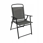 Fotele i krzesła ogrodowe - MOCNE SKŁADANE WYGODNE KRZESŁO OGRODOWE TARAS BALKON DO STOŁU LIMA C. SZARY - miniaturka - grafika 1