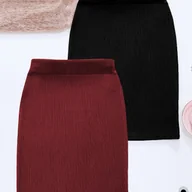 Spódnice - TEMU Dwupak Eleganckich Wysokiej Jakości Spódnic Damskich do Bioder, Modna Wszechstronna Wysoka Elastyczna Rozciągliwa Spódnica Ołówkowa do Kolan z - miniaturka - grafika 1