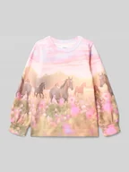 Bluzy dla dziewczynek - Bluza o kroju regular fit z dodatkiem bawełny - miniaturka - grafika 1