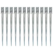 Akcesoria do ogrodzeń - Vida Kołki gruntowe 12 szt. srebrne 7x7x90 cm stal galwanizowana V-145406 - miniaturka - grafika 1