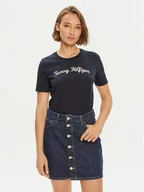 Koszulki i topy damskie - Tommy Hilfiger T-Shirt Script WW0WW42589 Granatowy Regular Fit - miniaturka - grafika 1