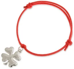 CZERWONA BRANSOLETKA KONICZYNA kolor czerwony rośliny czterolistna koniczynka (ar1905) - Bransoletki - miniaturka - grafika 1