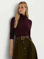 Swetry damskie - LAUREN RALPH LAUREN Golf 200940470007 Bordowy Slim Fit - miniaturka - grafika 1