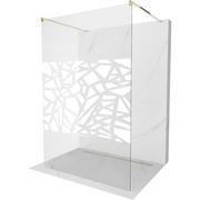 Ścianki i drzwi prysznicowe - Mexen Kioto ścianka prysznicowa wolnostojąca 120 x 200 cm, transparent/biały wzór 8 mm, złota - miniaturka - grafika 1