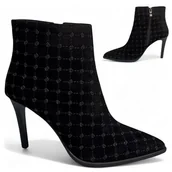 Botki damskie - Botki Damskie SKÓRZANE na Szpilce Eleganckie Wsuwane Jesienne Barski 36 - miniaturka - grafika 1