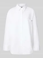 Bluzki damskie - Bluzka koszulowa o kroju oversized z czystej bawełny - miniaturka - grafika 1