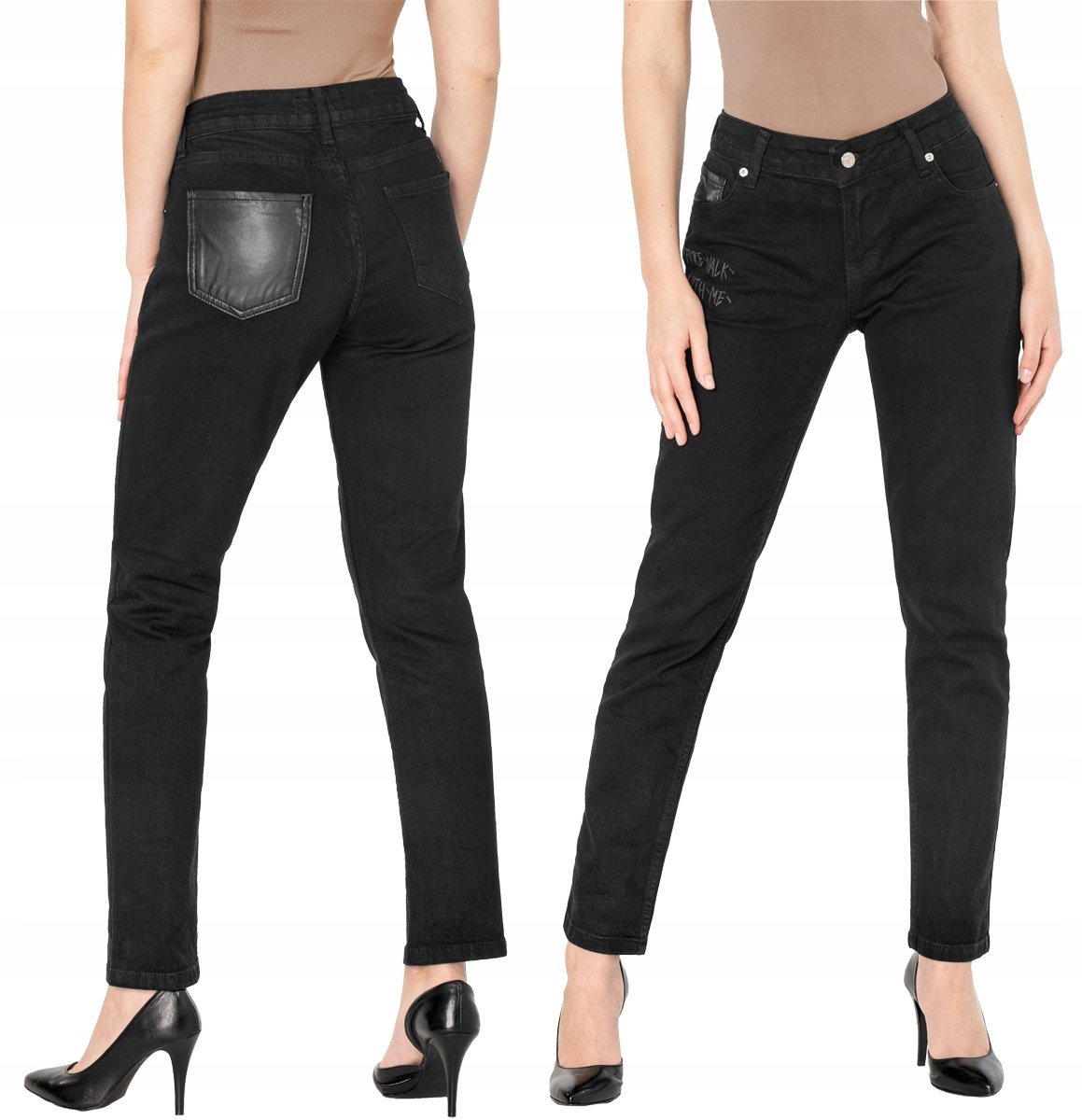 Czarne Spodnie Jeansowe Damskie Mom Jeans 8228 W27